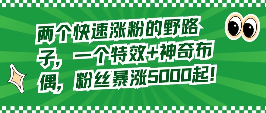 两个快速涨粉的野路子，一个特效+神奇布偶，粉丝暴涨5000起【揭秘】-比钱轻创
