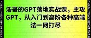 浩哥的GPT落地实战课，主攻GPT，从入门到高阶各种高端法一网打尽-比钱轻创