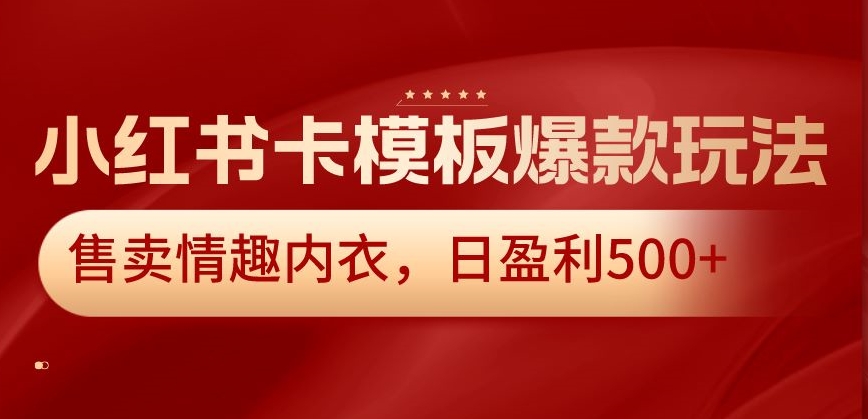 小红书卡模板爆款玩法，售卖情趣内衣，日盈利500+【揭秘】-比钱轻创
