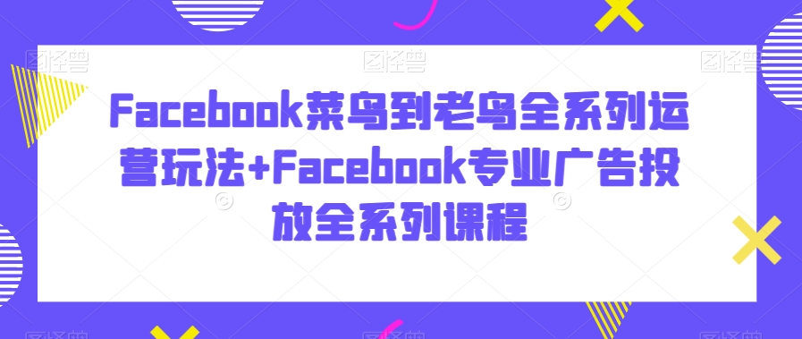 Facebook菜鸟到老鸟全系列运营玩法+Facebook专业广告投放全系列课程-比钱轻创
