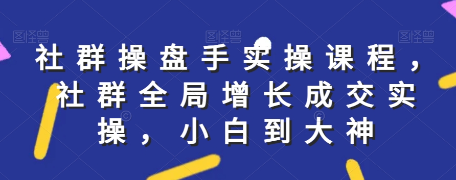 社群实操课程，社群全局增长成交实操，小白到大神-比钱轻创