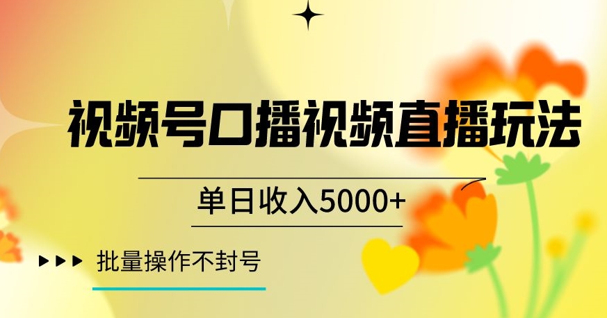 视频号囗播视频直播玩法，单日收入5000+，批量操作不封号【揭秘】-比钱轻创