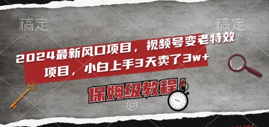2024最新风口项目，视频号变老特效项目，电脑小白上手3天卖了3w+，保姆级教程【揭秘】-比钱轻创