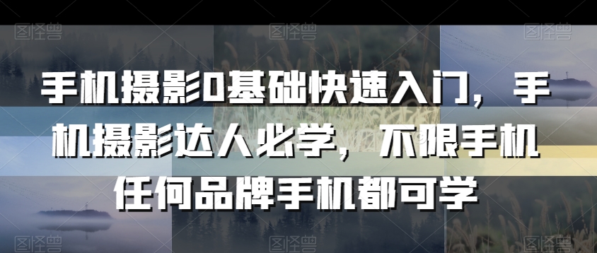 手机摄影0基础快速入门，手机摄影达人必学，不限手机任何品牌手机都可学-比钱轻创