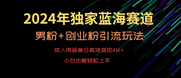 2024年独家蓝海赛道，成人用品单日卖货变现4W+，男粉+创业粉引流玩法，不愁搞不到流量【揭秘】-比钱轻创