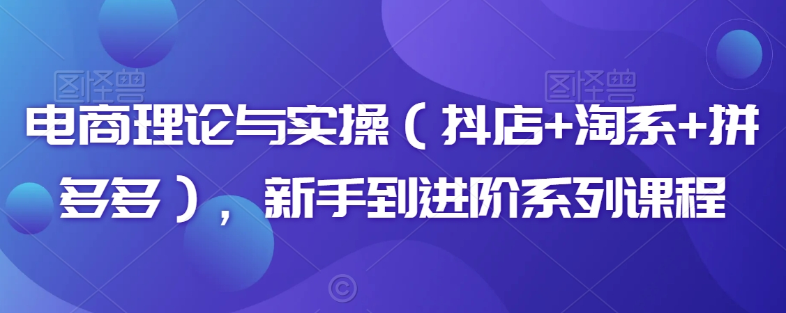 电商理论与实操（抖店+淘系+拼多多），新手到进阶系列课程-比钱轻创