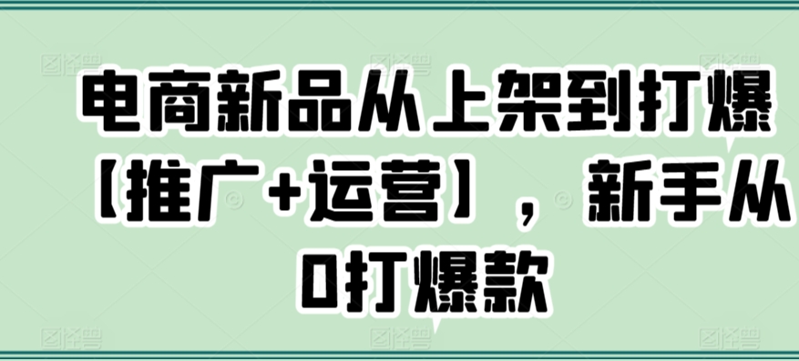 电商新品从上架到打爆【推广+运营】，新手从0打爆款-比钱轻创