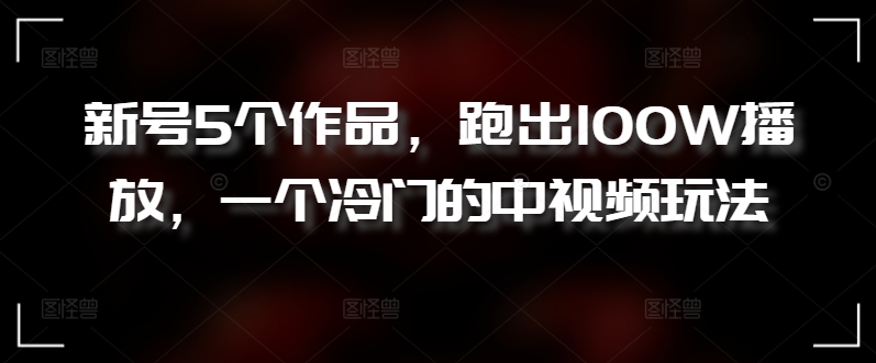 新号5个作品，跑出100W播放，一个冷门的中视频玩法【揭秘】-比钱轻创