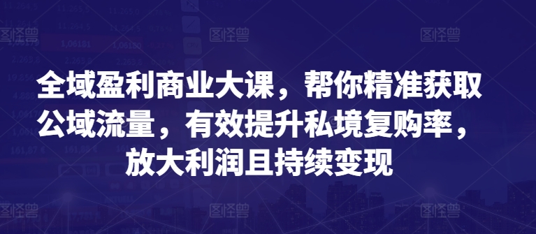 全域盈利商业大课，帮你精准获取公域流量，有效提升私境复购率，放大利润且持续变现-比钱轻创