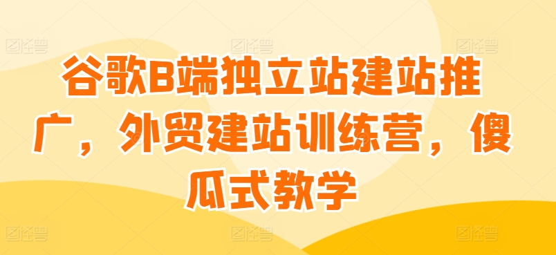 谷歌B端独立站建站推广，外贸建站训练营，傻瓜式教学-比钱轻创