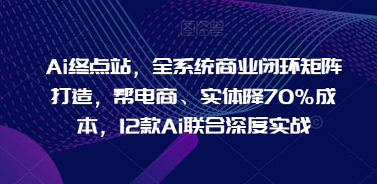 Ai终点站，全系统商业闭环矩阵打造，帮电商、实体降70%成本，12款Ai联合深度实战-比钱轻创