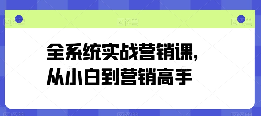 全系统实战营销课，从小白到营销高手-比钱轻创