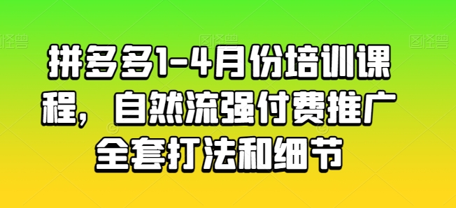 拼多多1-4月份培训课程，自然流强付费推广全套打法和细节-比钱轻创