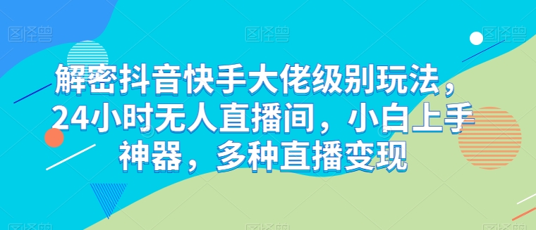 解密抖音快手大佬级别玩法，24小时无人直播间，小白上手神器，多种直播变现【揭秘】-比钱轻创