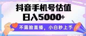 抖音手机号估值，日入5000+，不露脸直播，小白秒上手【揭秘】-比钱轻创