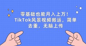 零基础也能月入上w，TikTok风景视频搬运，简单去重，无脑上传【揭秘】-比钱轻创