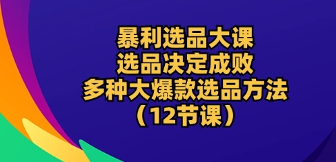 暴利选品大课：选品决定成败，教你多种大爆款选品方法(12节课)-比钱轻创