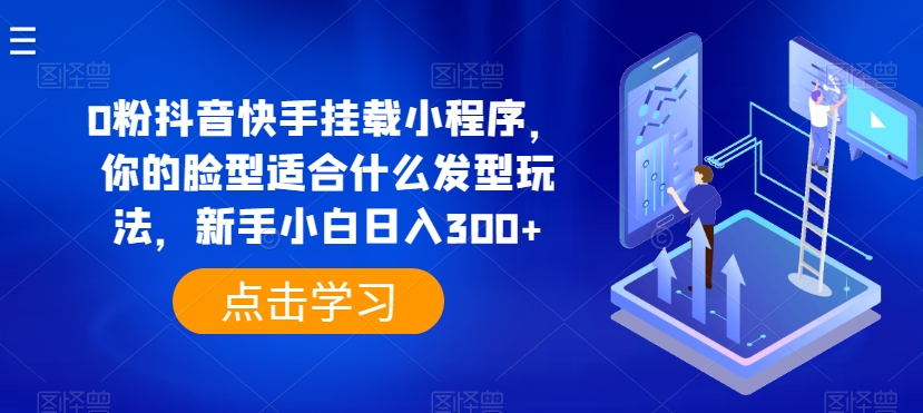 0粉抖音快手挂载小程序，你的脸型适合什么发型玩法，新手小白日入300+【揭秘】-比钱轻创