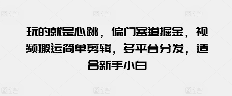 玩的就是心跳，偏门赛道掘金，视频搬运简单剪辑，多平台分发，适合新手小白【揭秘】-比钱轻创