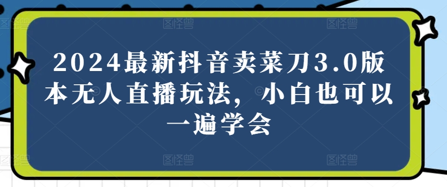 2024最新抖音卖菜刀3.0版本无人直播玩法，小白也可以一遍学会【揭秘】-比钱轻创
