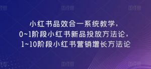 小红书品效合一系统教学，​0~1阶段小红书新品投放方法论，​1~10阶段小红书营销增长方法论-比钱轻创