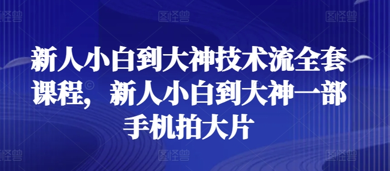 新人小白到大神技术流全套课程，新人小白到大神一部手机拍大片-比钱轻创