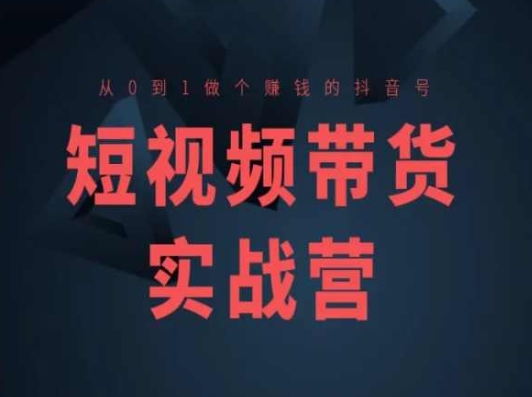 短视频带货实战营(高阶课)，从0到1做个赚钱的抖音号-比钱轻创