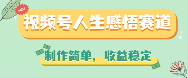 视频号人生感悟赛道，制作简单，收益稳定【揭秘】-比钱轻创