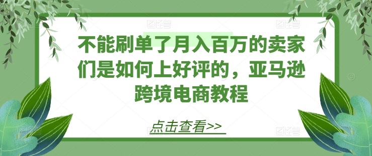 不能刷单了月入百万的卖家们是如何上好评的，亚马逊跨境电商教程-比钱轻创