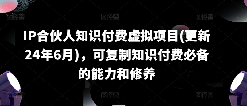 IP合伙人知识付费虚拟项目(更新24年6月)，可复制知识付费必备的能力和修养-比钱轻创