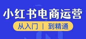 小红书电商运营课，从入门到精通，带你抓住又一个赚钱风口-比钱轻创