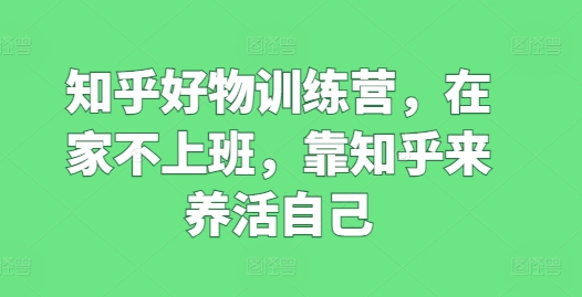 知乎好物训练营，在家不上班，靠知乎来养活自己-比钱轻创