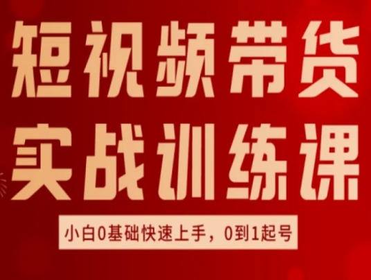 短视频带货实战训练课，好物分享实操，小白0基础快速上手，0到1起号-比钱轻创