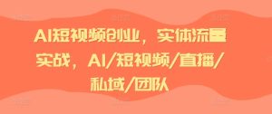AI短视频创业,实体流量实战,AI/短视频/直播/私域/团队-比钱轻创
