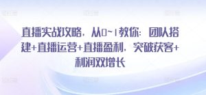 直播实战攻略，​从0~1教你：团队搭建+直播运营+直播盈利，突破获客+利润双增长-比钱轻创