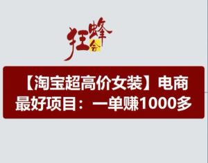 淘宝超高价女装项目，电商最好赛道，一单赚1000多-比钱轻创