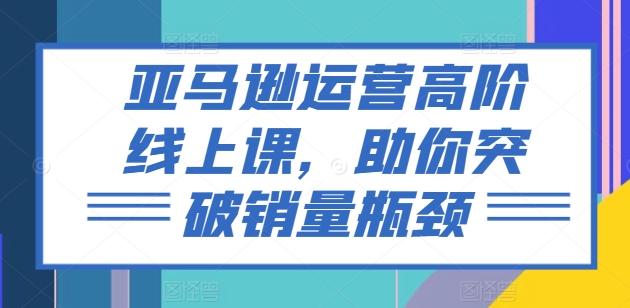 亚马逊运营高阶线上课，助你突破销量瓶颈-比钱轻创