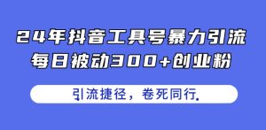 24年抖音工具号暴力引流，每日被动300+创业粉，创业粉捷径，卷死同行【揭秘】-比钱轻创