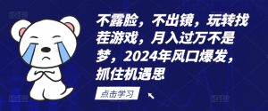 不露脸，不出镜，玩转找茬游戏，月入过万不是梦，2024年风口爆发，抓住机遇【揭秘】-比钱轻创