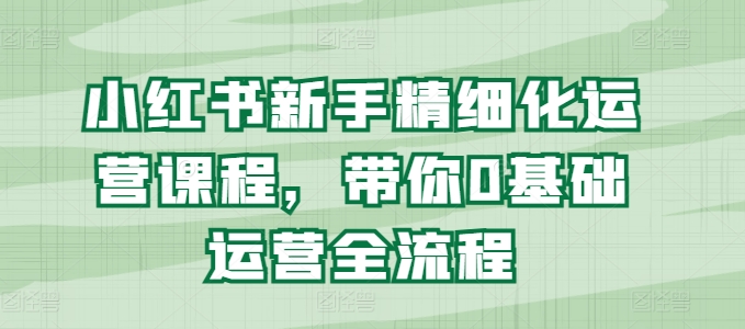小红书新手精细化运营课程，带你0基础运营全流程-比钱轻创