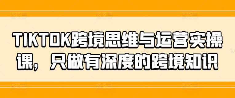 TIKTOK跨境思维与运营实操课，只做有深度的跨境知识-比钱轻创