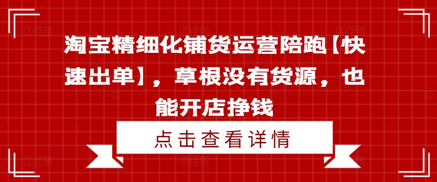 淘宝精细化铺货运营陪跑【快速出单】，草根没有货源，也能开店挣钱-比钱轻创