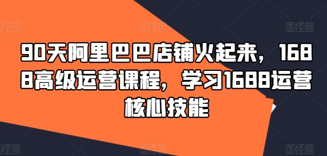 90天阿里巴巴店铺火起来，1688高级运营课程，学习1688运营核心技能-比钱轻创