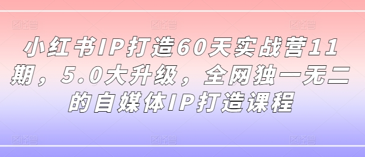 小红书IP打造60天实战营11期，5.0大升级，全网独一无二的自媒体IP打造课程-比钱轻创