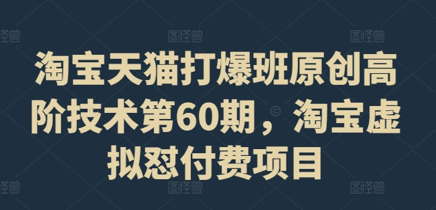 淘宝天猫打爆班原创高阶技术第60期，淘宝虚拟怼付费项目-比钱轻创