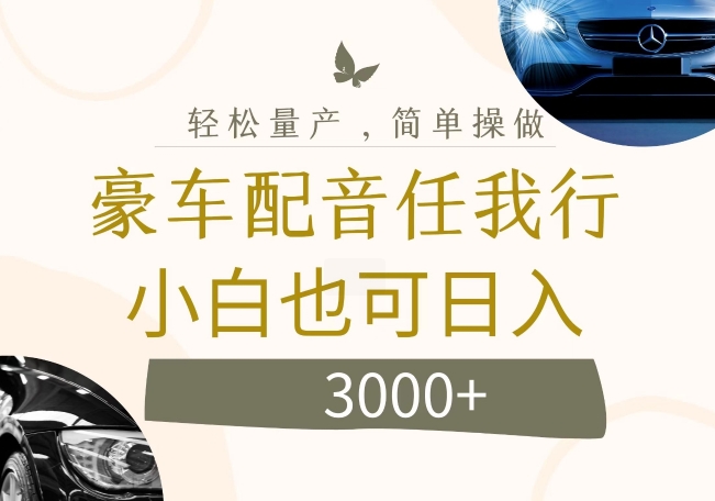 不为人知的暴力小项目，豪车配音，日入几张【揭秘】-比钱轻创