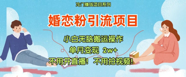 小红书婚恋粉引流，不用开直播，不用拍视频，不用做交付【揭秘】-比钱轻创
