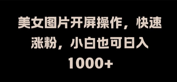 美女图片开屏操作，快速涨粉，小白也可日入1k【揭秘】-比钱轻创