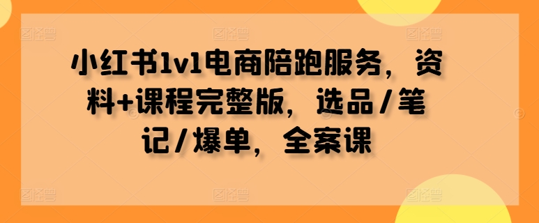 小红书1v1电商陪跑服务，资料+课程完整版，选品/笔记/爆单，全案课-比钱轻创