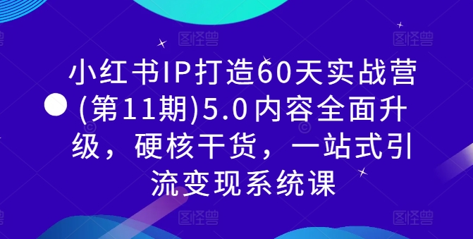 小红书IP打造60天实战营(第11期)5.0​内容全面升级，硬核干货，一站式引流变现系统课-比钱轻创